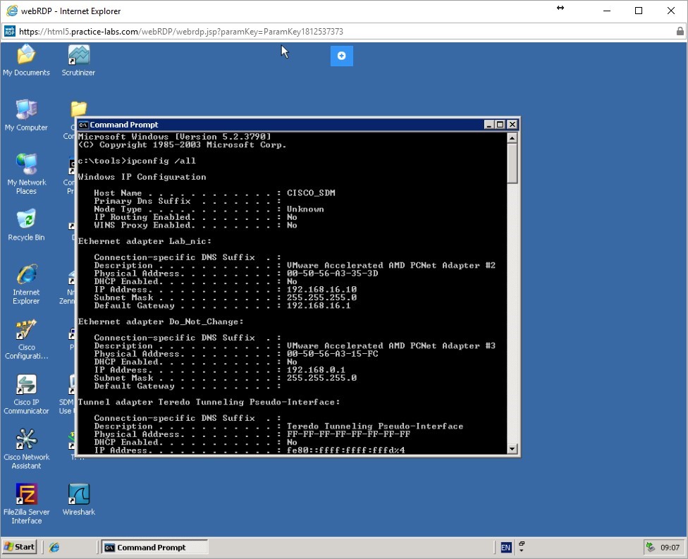 Figure 1.2 Screenshot of PLABCSCO01