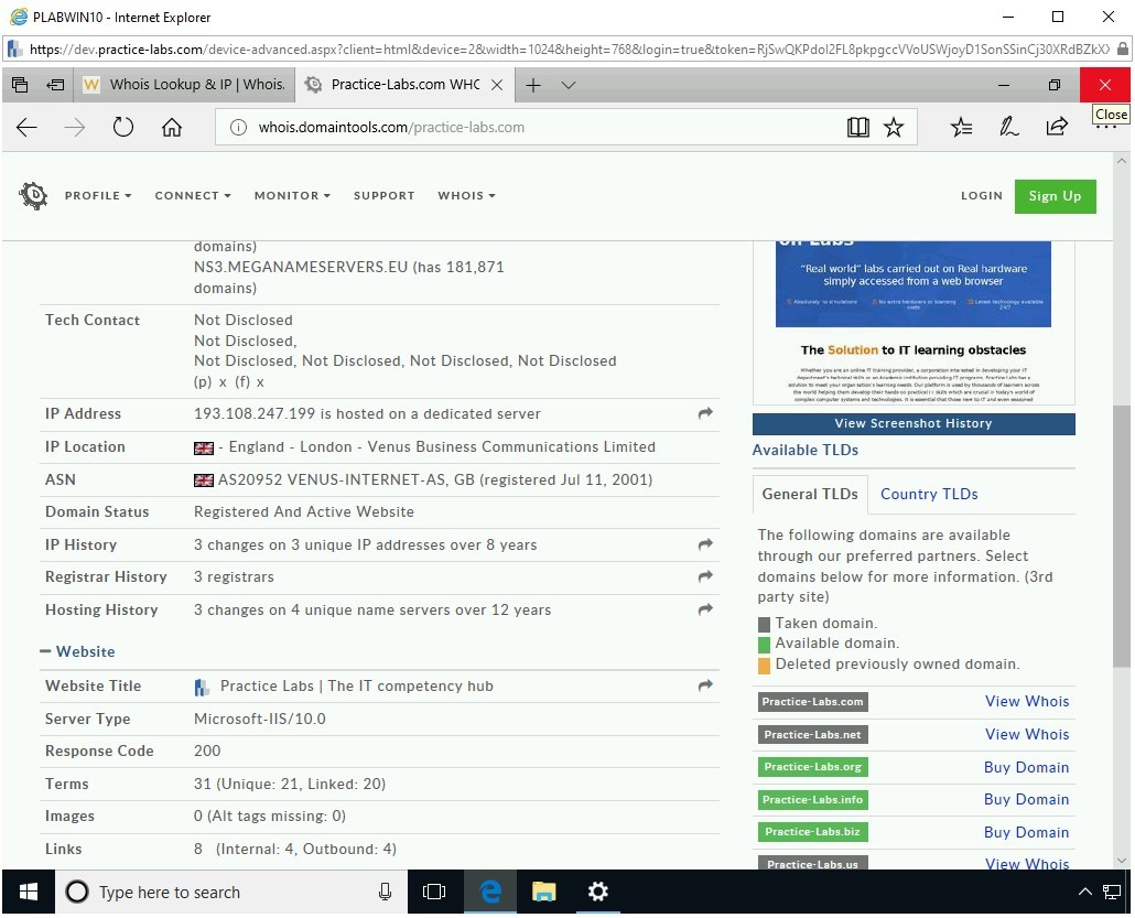 Figure 3.11 Screenshot of PLABWIN10