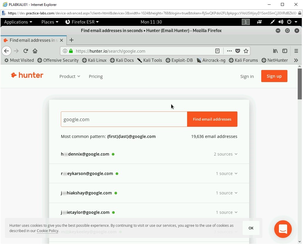 Figure 3.15 Screenshot of PLABKALI01