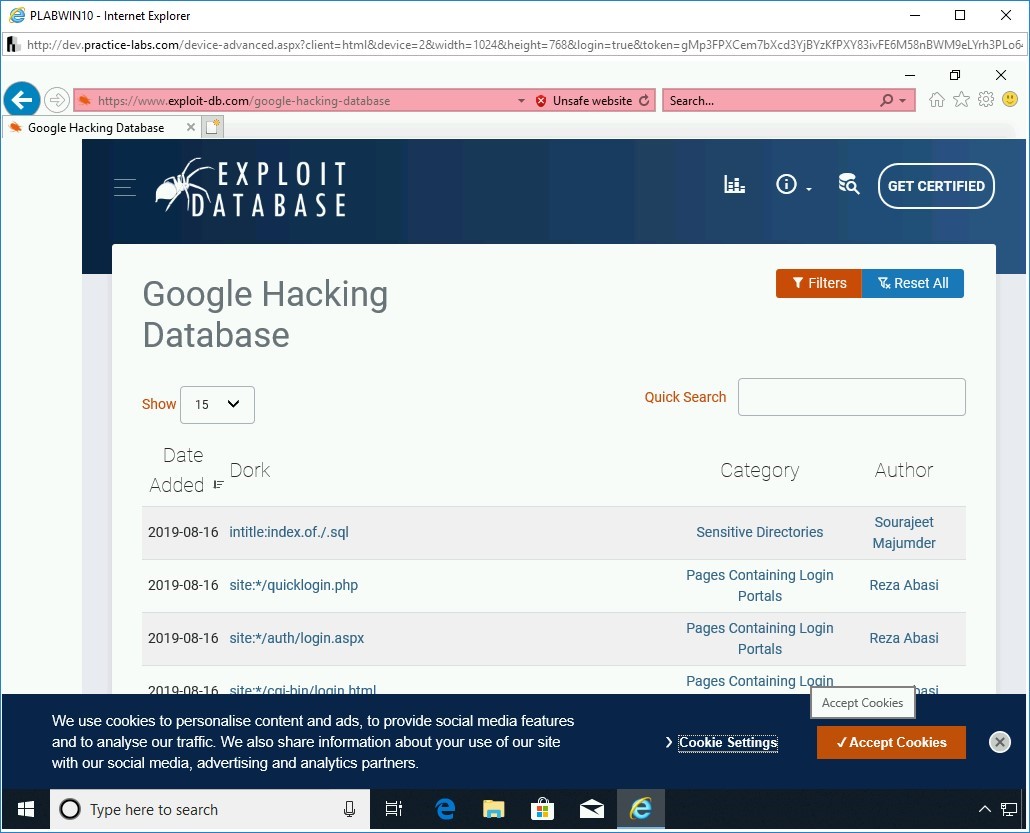 Figure 3.34 Screenshot of PLABWIN10