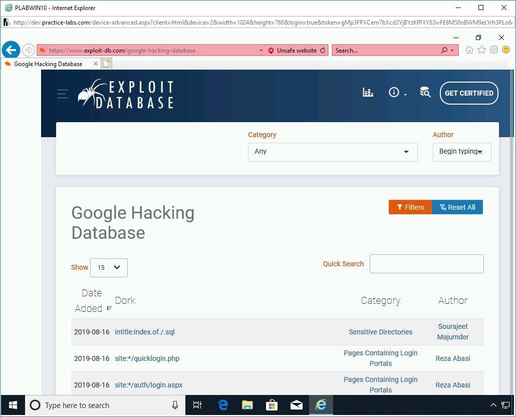 Figure 3.36 Screenshot of PLABWIN10
