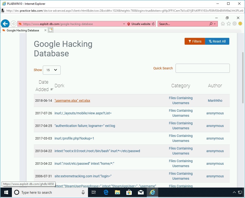 Figure 3.38 Screenshot of PLABWIN10