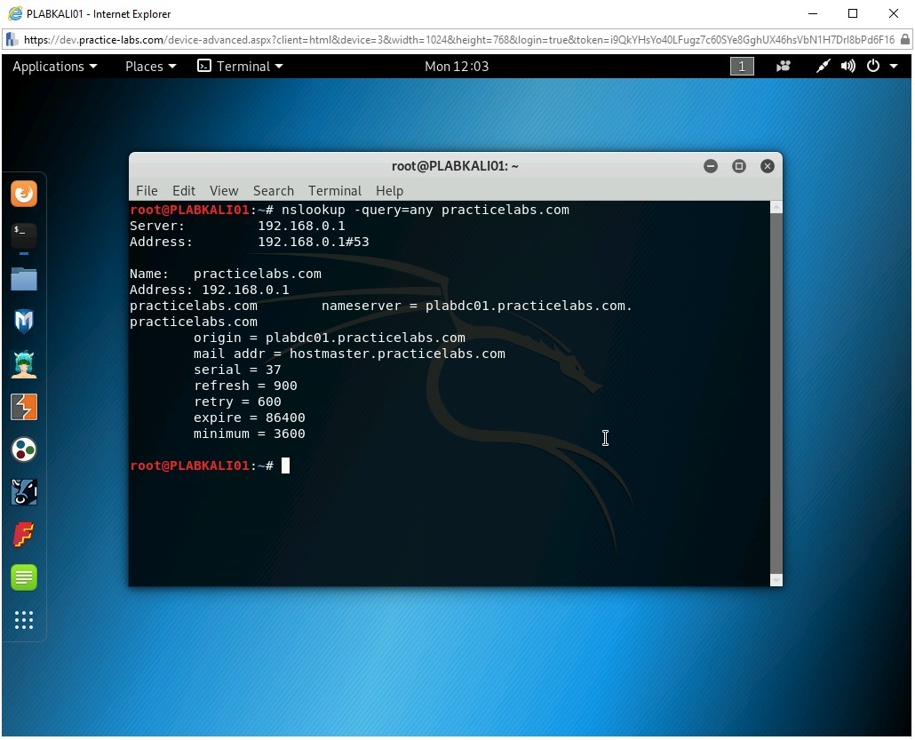 Figure 3.50 Screenshot of PLABKALI01