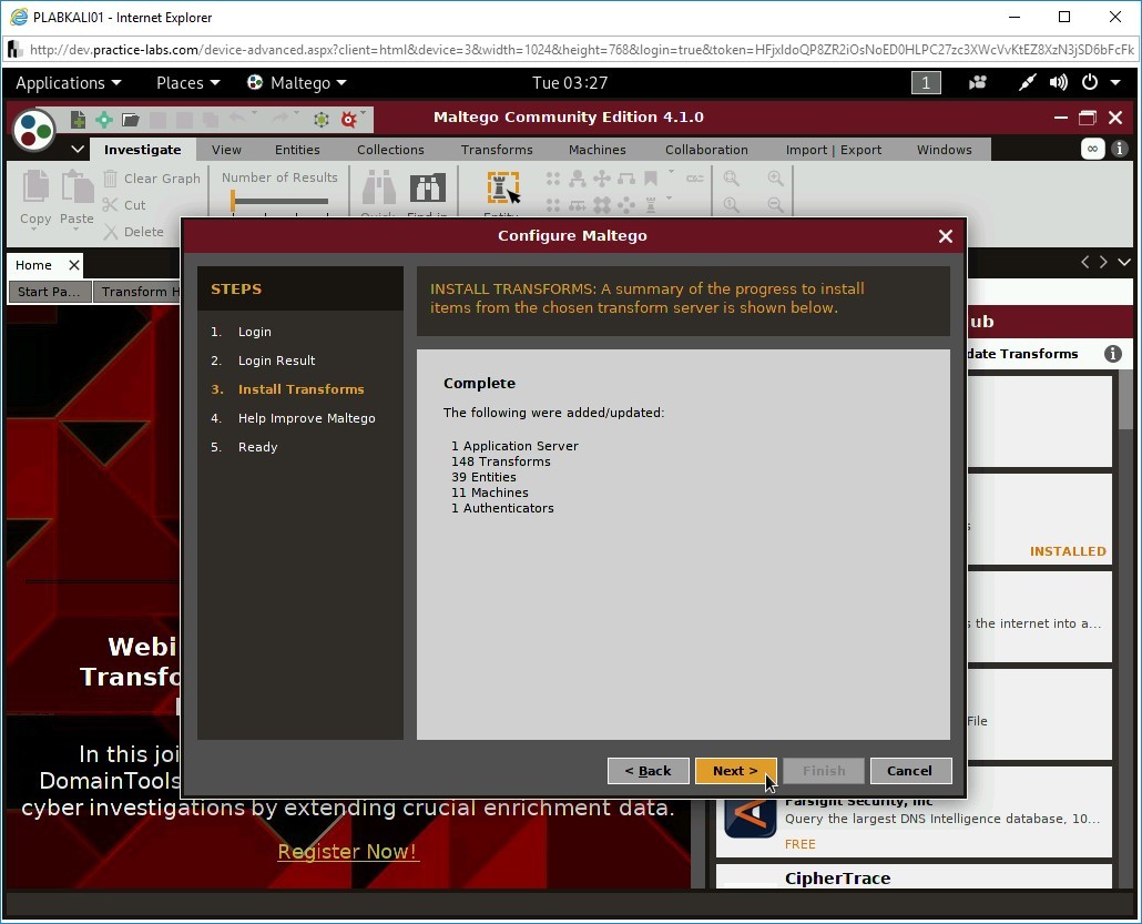 Figure 3.64 Screenshot of PLABKALI01