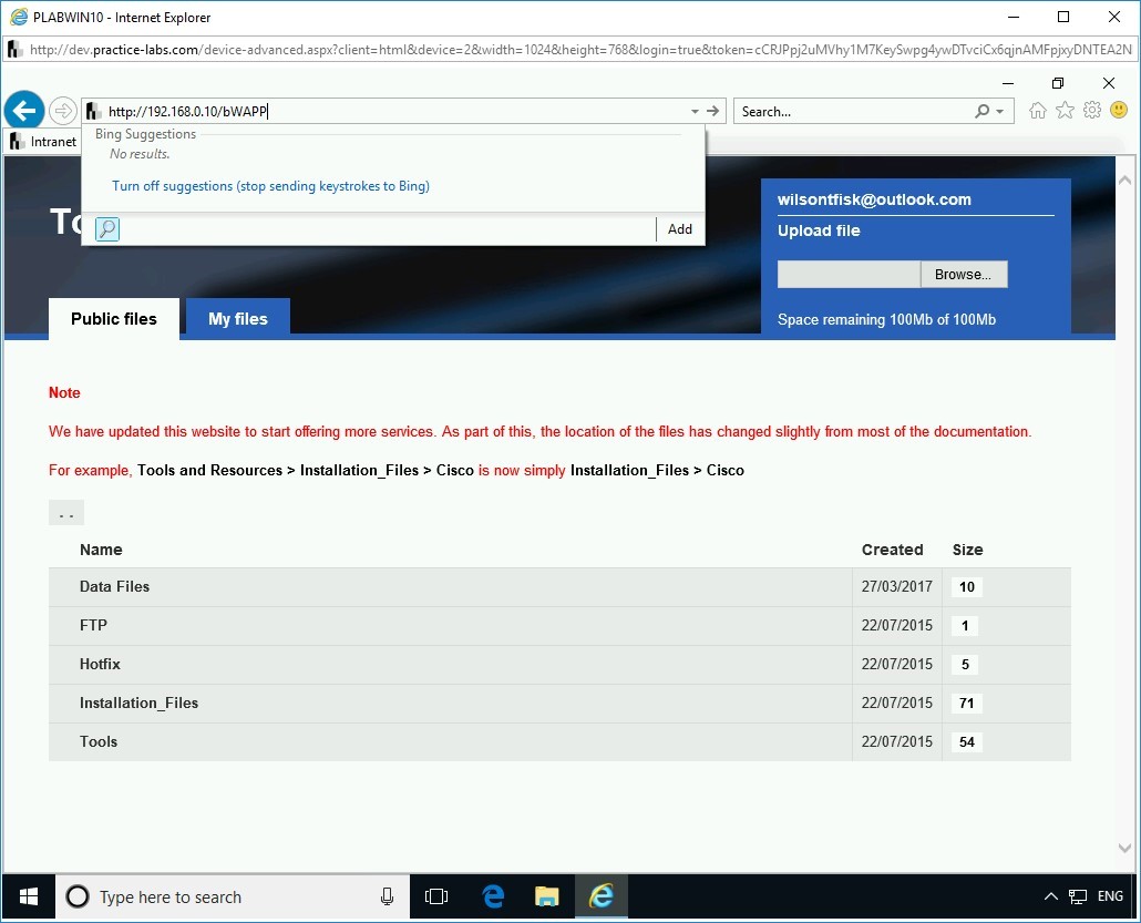 Figure 2.3 Screenshot of PLABWIN10