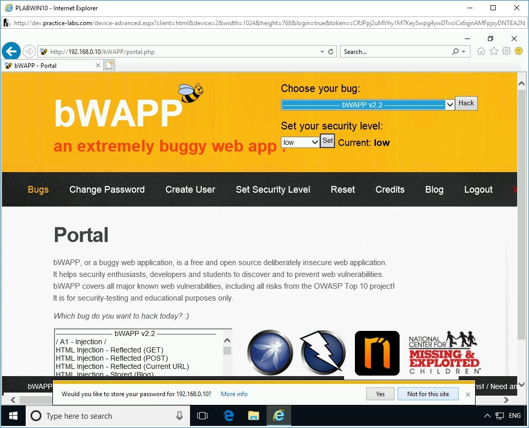 Figure 2.5 Screenshot of PLABWIN10