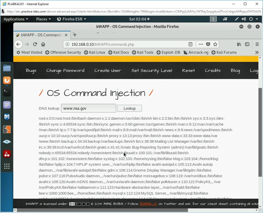 Figure 2.37 Screenshot of PLABKALI01