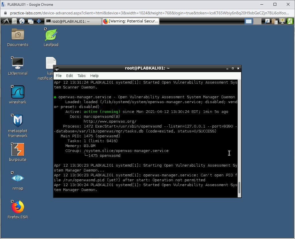 Figure 1.10 Screenshot of PLABKALI01