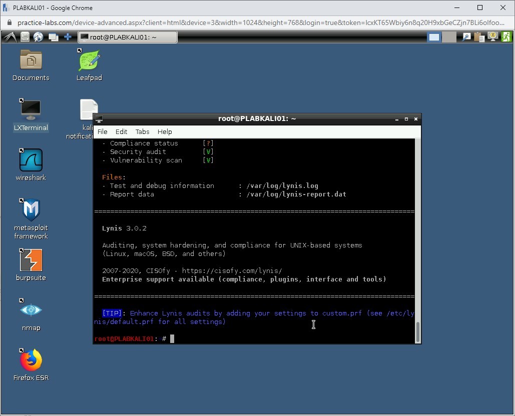 Figure 1.33 Screenshot of PLABKALI01