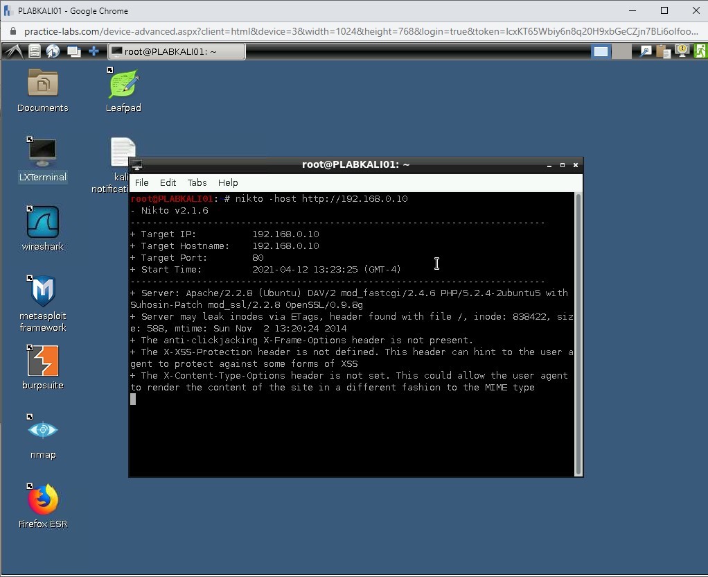 Figure 1.4 Screenshot of PLABKALI01