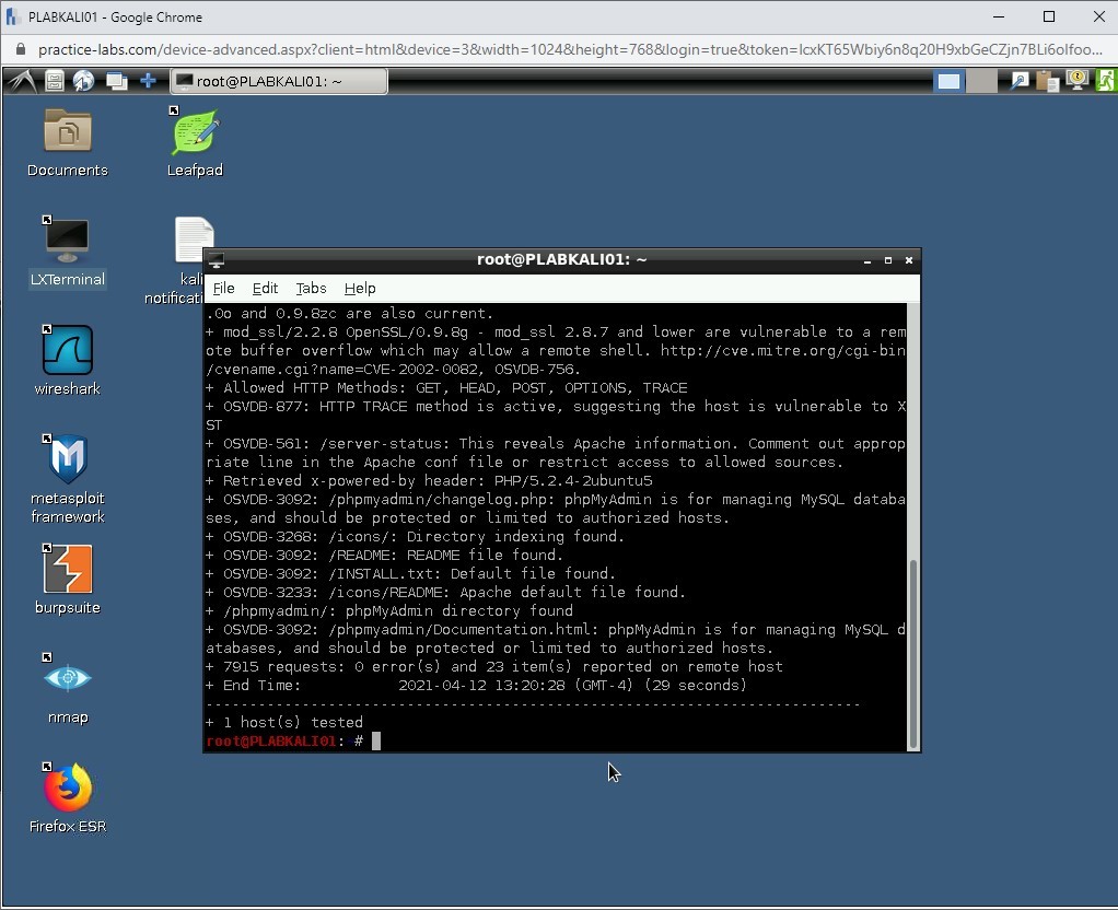 Figure 1.5 Screenshot of PLABKALI01