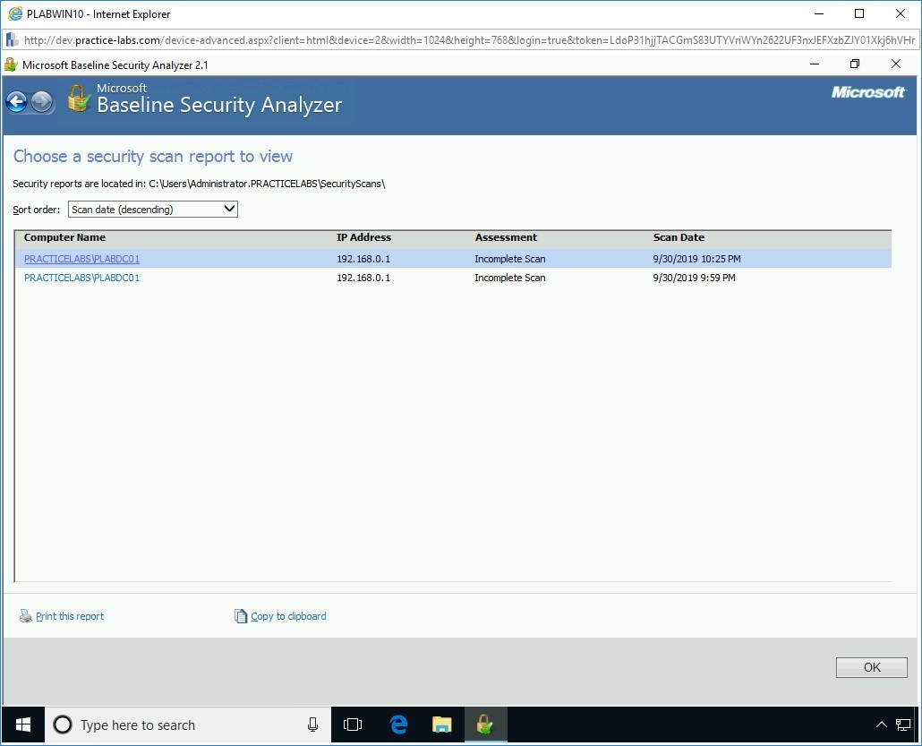 Practice Labs screenshot.