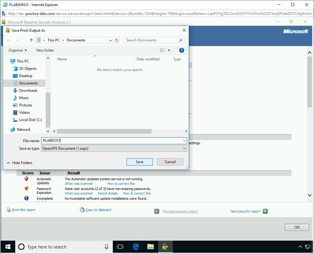 Figure 4.3 Screenshot of PLABWIN10