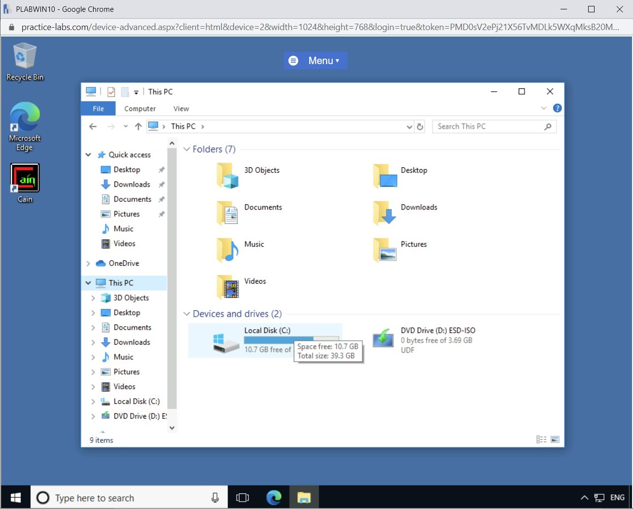 Figure 1.11 Screenshot of PLABWIN10