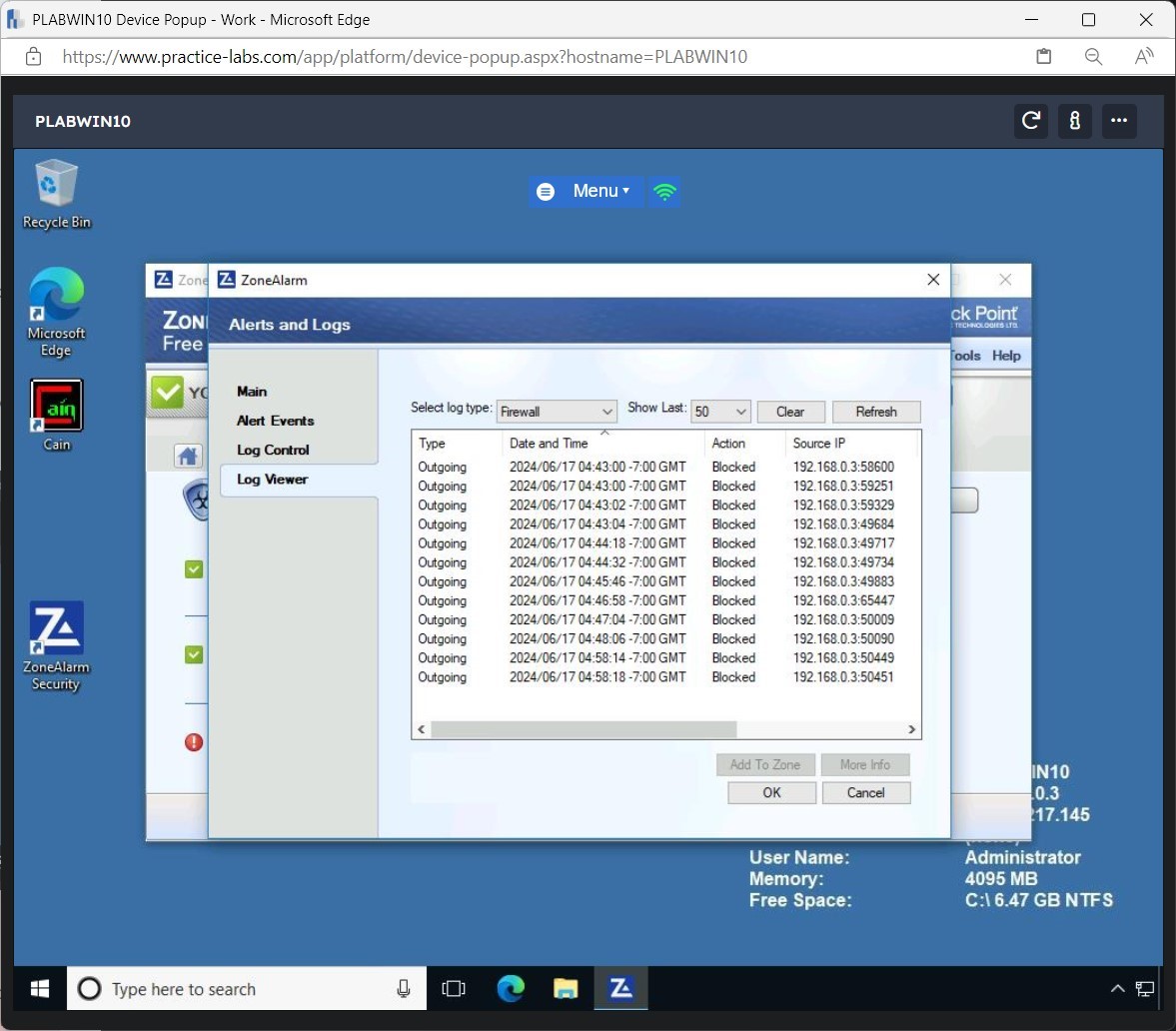 Practice Labs screenshot.