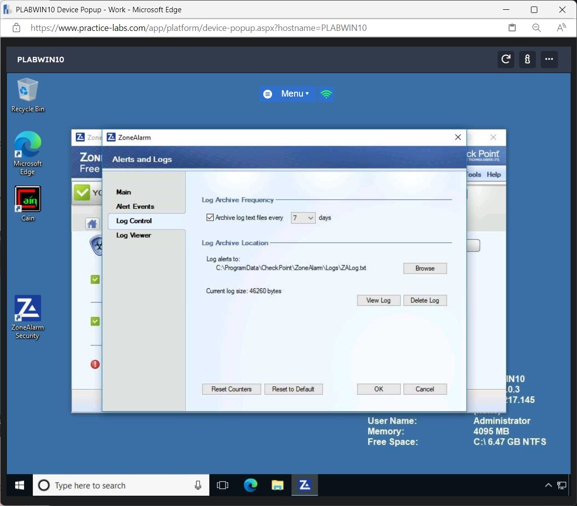 Figure 2.1 Screenshot of PLABWIN10