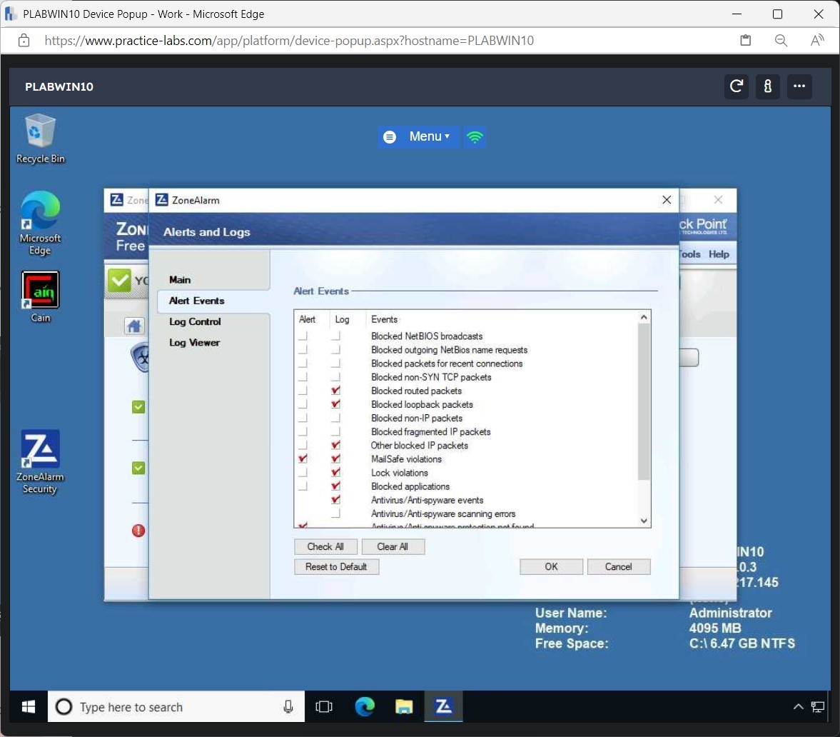 Figure 2.2 Screenshot of PLABWIN10