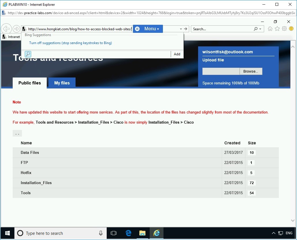 Figure 2.4 Screenshot of PLABWIN10