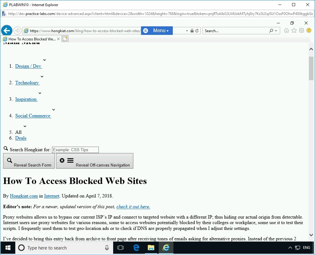 Figure 2.5 Screenshot of PLABWIN10
