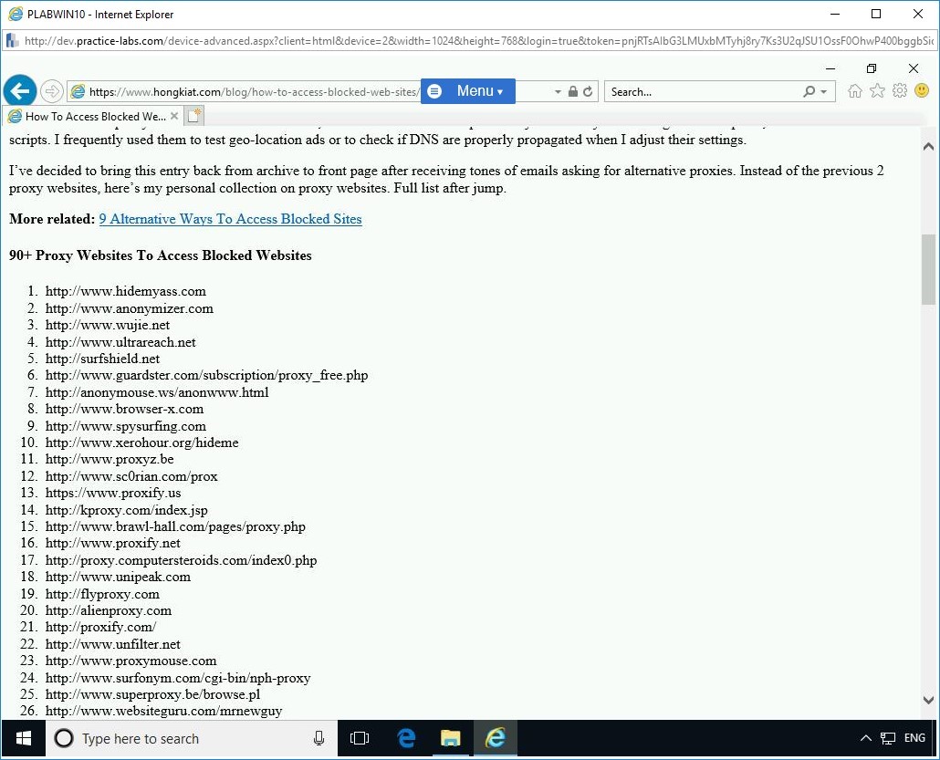 Figure 2.6 Screenshot of PLABWIN10