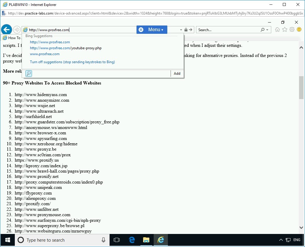 Figure 2.7 Screenshot of PLABWIN10