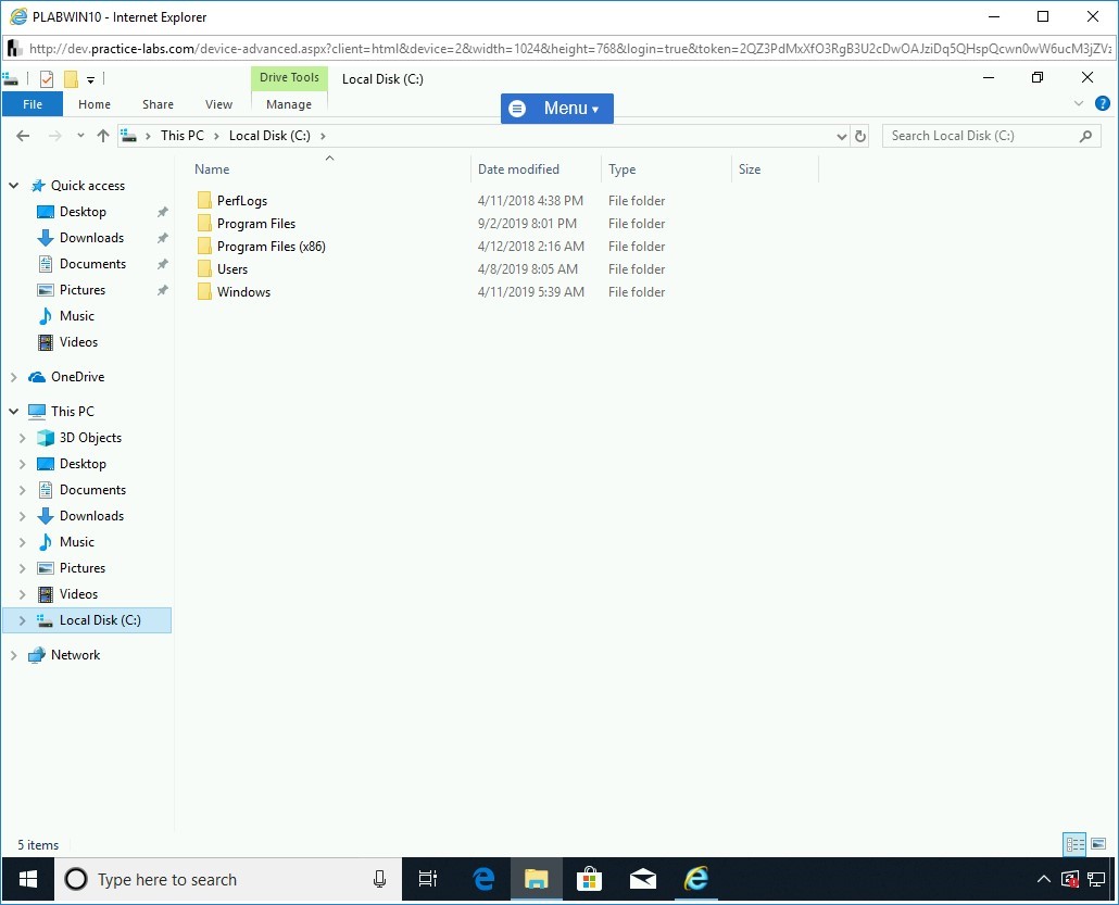 Figure 1.2 Screenshot of PLABWIN10
