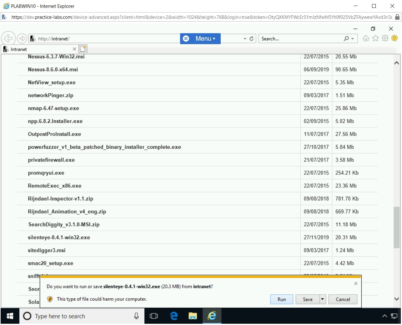 Figure 1.62 Screenshot of PLABWIN10