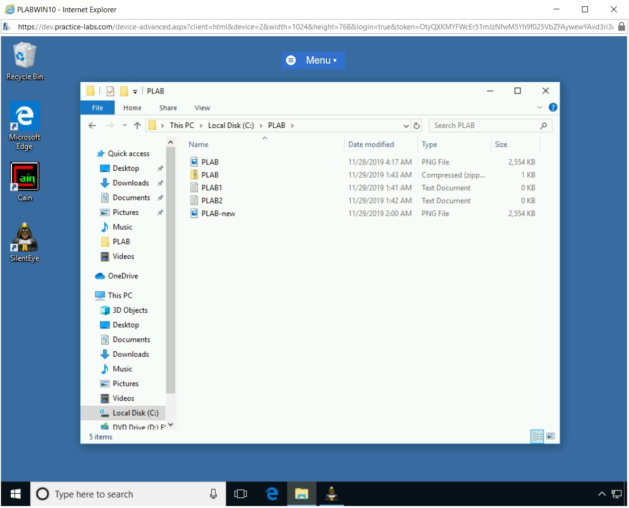 Figure 1.72 Screenshot of PLABWIN10