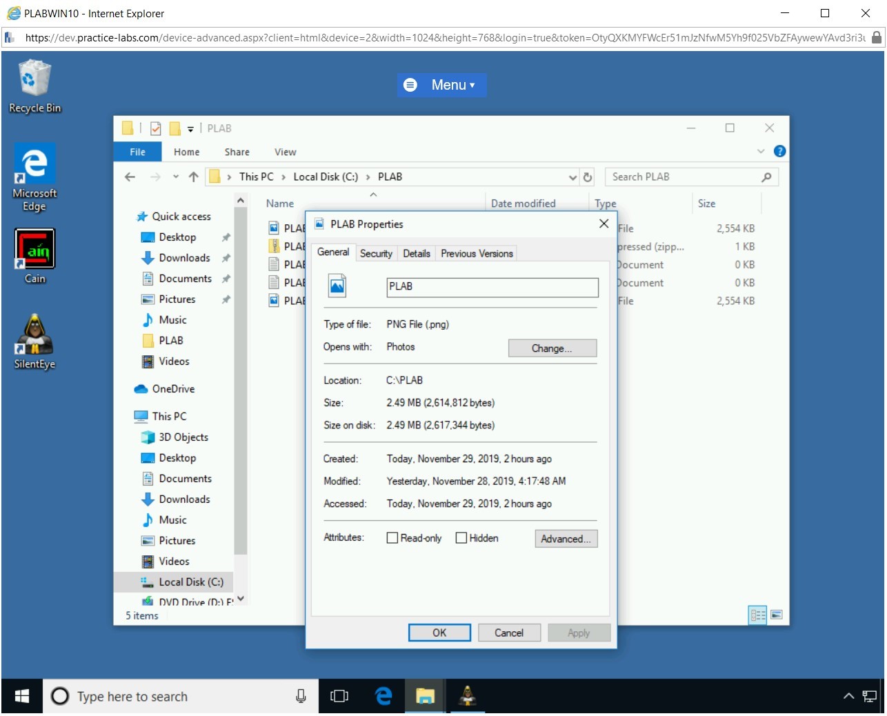 Figure 1.74 Screenshot of PLABWIN10