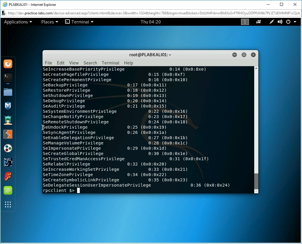 Figure 2.25 Screenshot of PLABKALI01