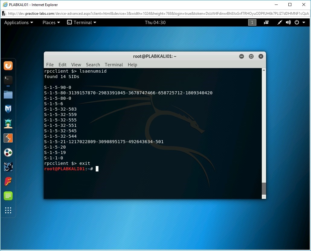 Figure 2.29 Screenshot of PLABKALI01