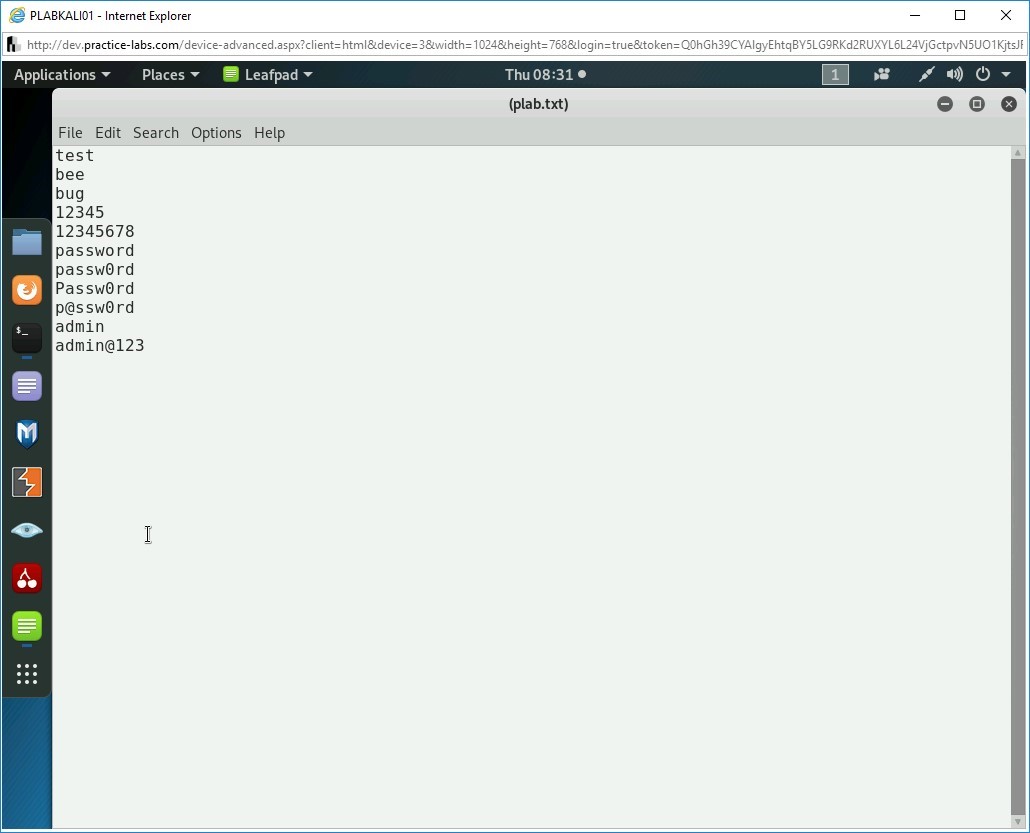 Figure 1.11 Screenshot of PLABKALI01