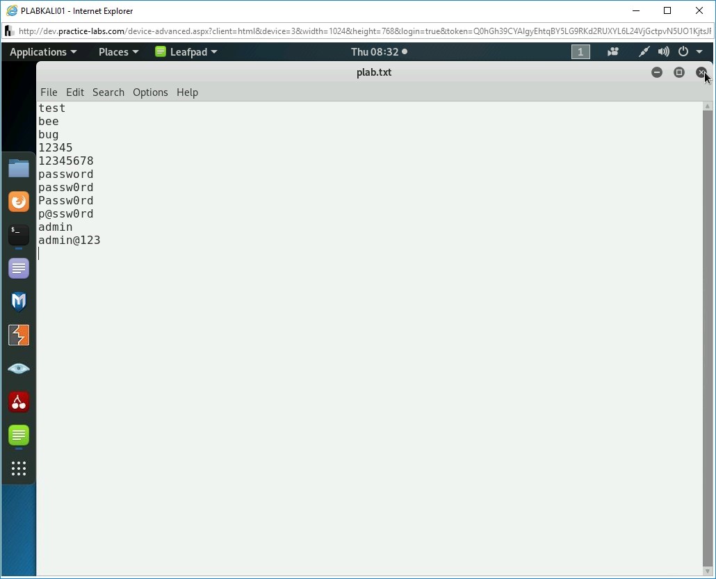 Figure 1.12 Screenshot of PLABKALI01