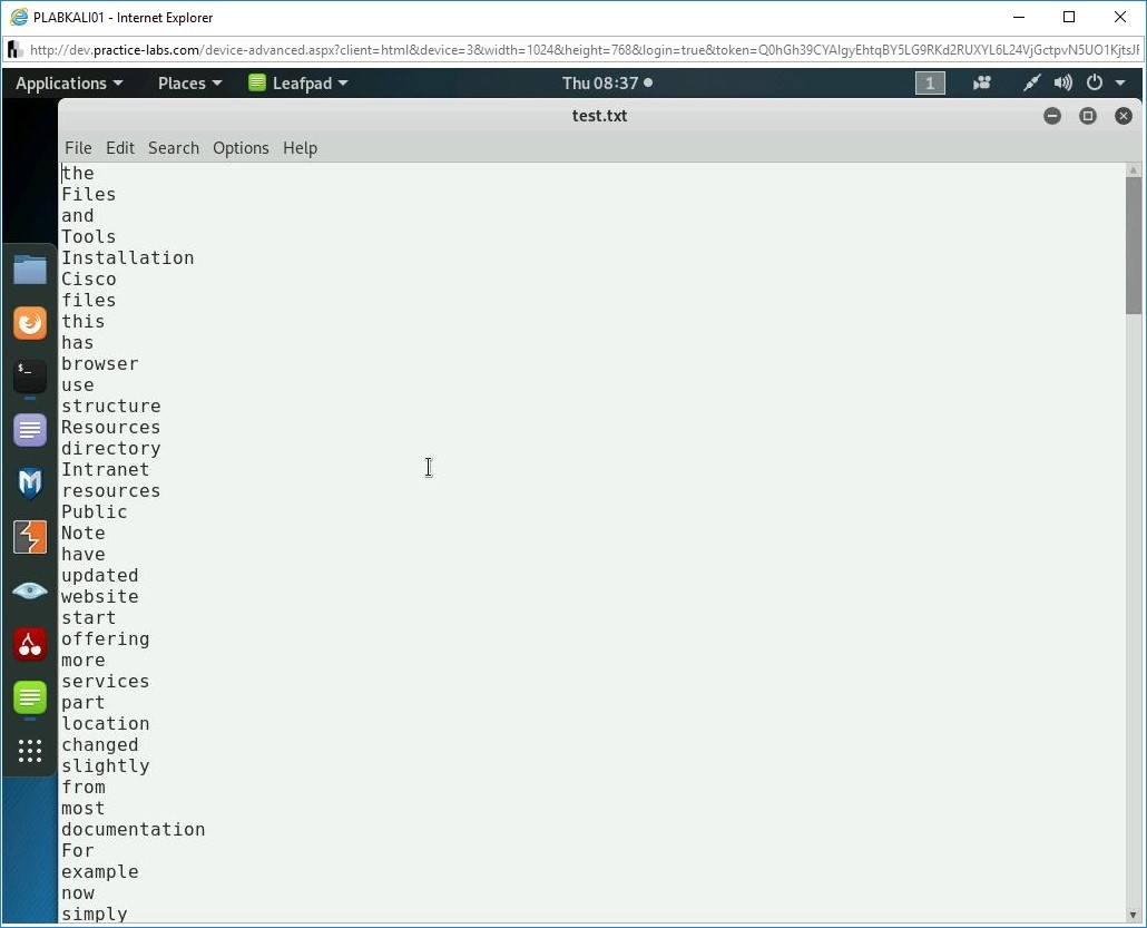 Figure 1.19 Screenshot of PLABKALI01