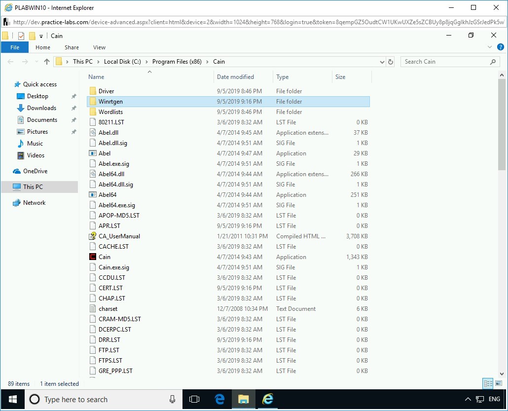 Figure 2.5 Screenshot of PLABKALI01