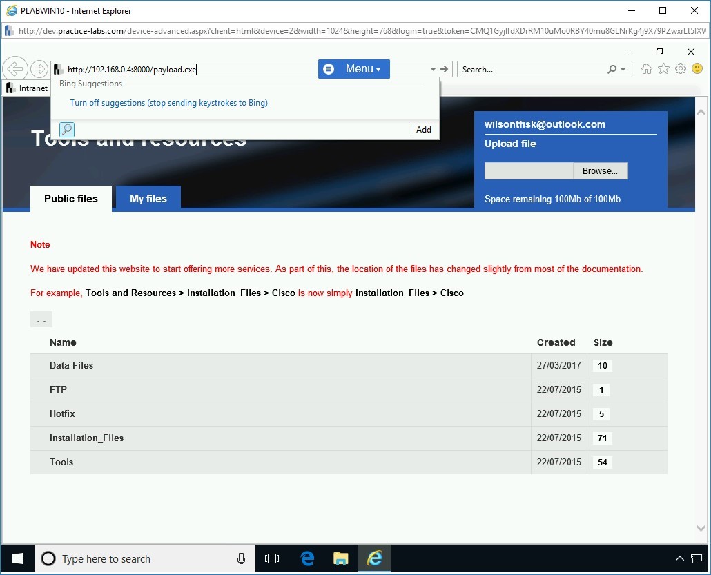 Figure 3.7 Screenshot of PLABKALI01