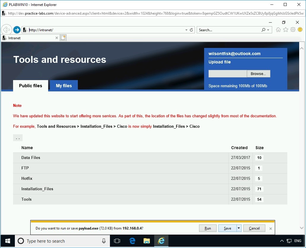 Figure 3.8 Screenshot of PLABWIN10