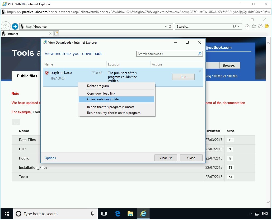 Figure 3.10 Screenshot of PLABWIN10
