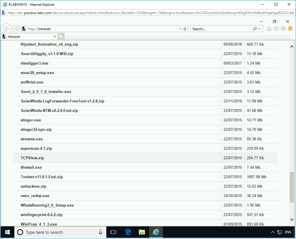 Figure 3.5 Screenshot of PLABWIN10