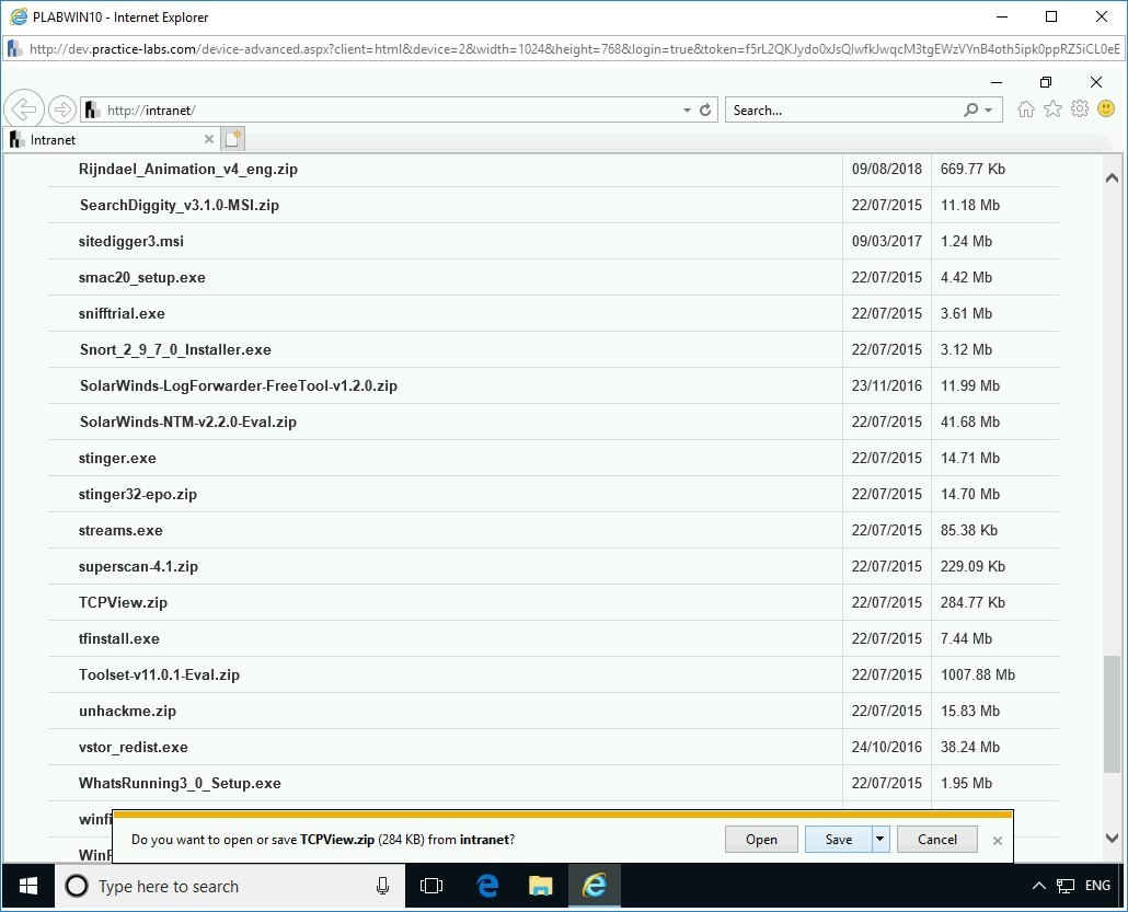 Figure 3.6 Screenshot of PLABWIN10