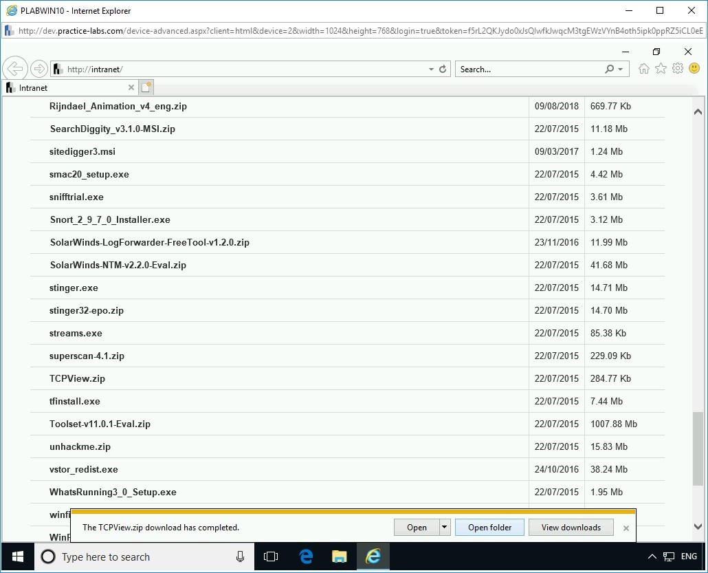 Figure 3.7 Screenshot of PLABWIN10