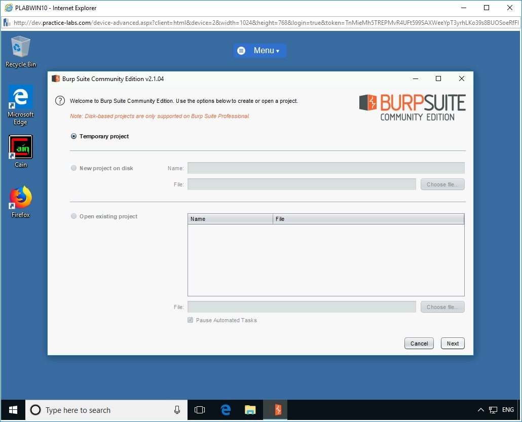 Figure 1.25 Screenshot of PLABWIN10