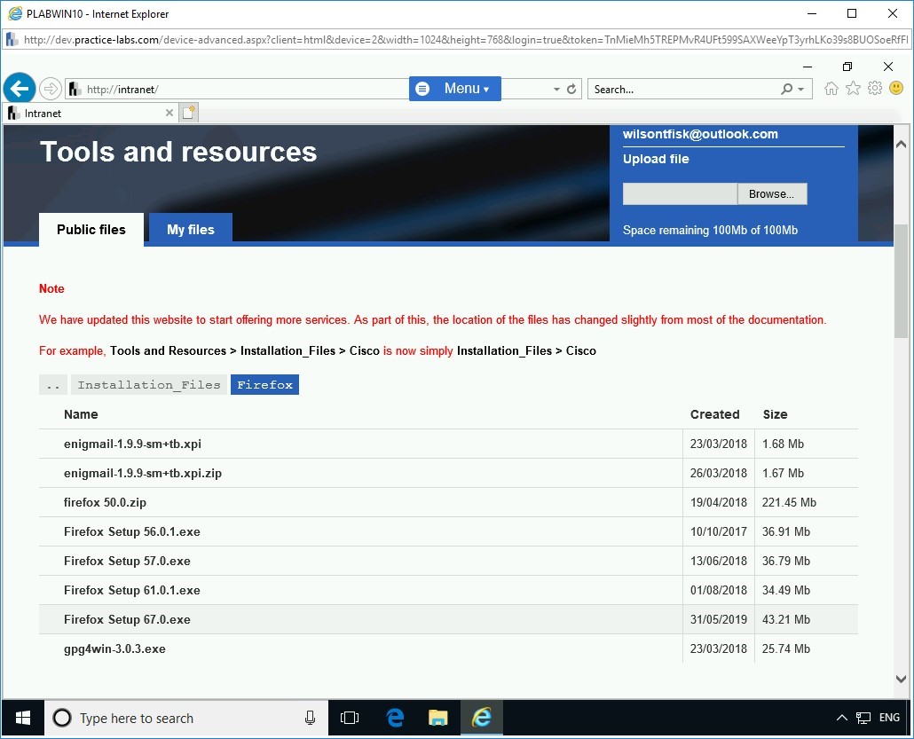 Figure 1.5 Screenshot of PLABWIN10