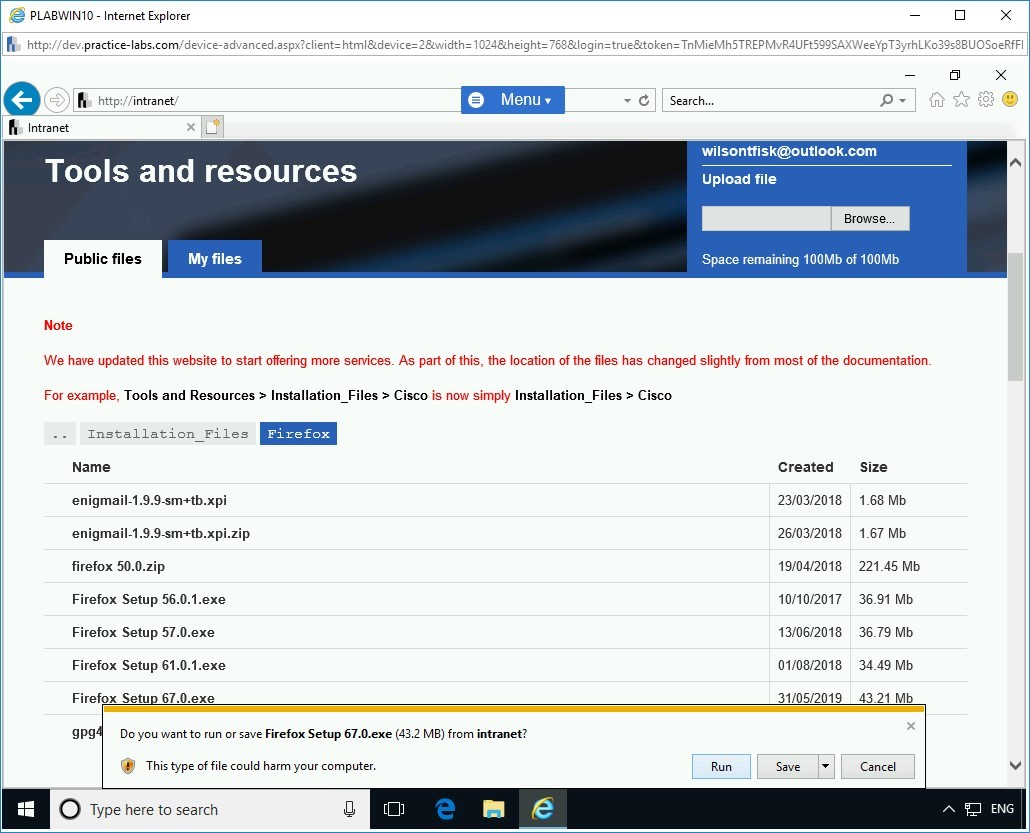 Figure 1.6 Screenshot of PLABWIN10