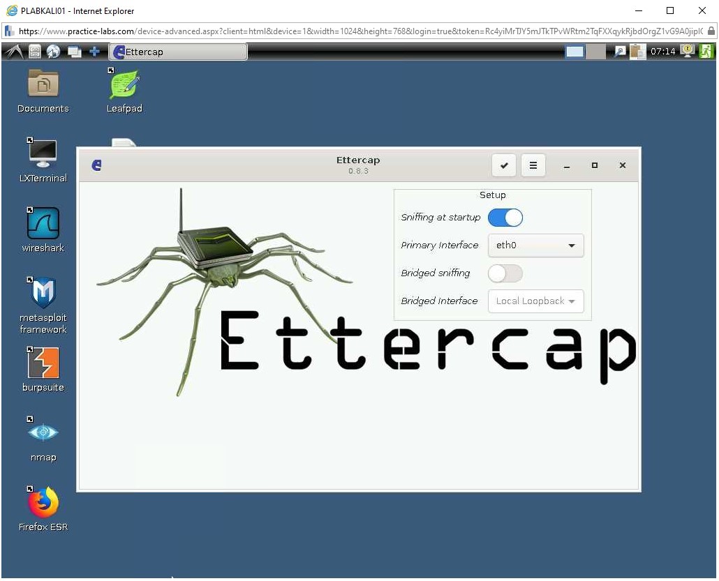 Figure 1.5 Screenshot of ettercap window