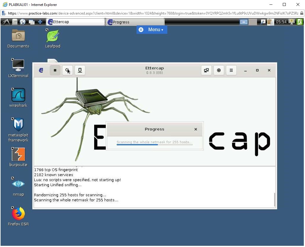 Figure 1.8 Screenshot of ettercap window