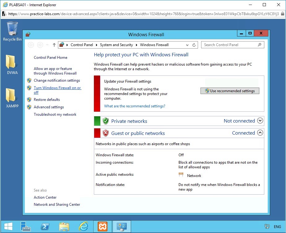 Figure 1.25 Screenshot of Control Panel on PLABSA01 device