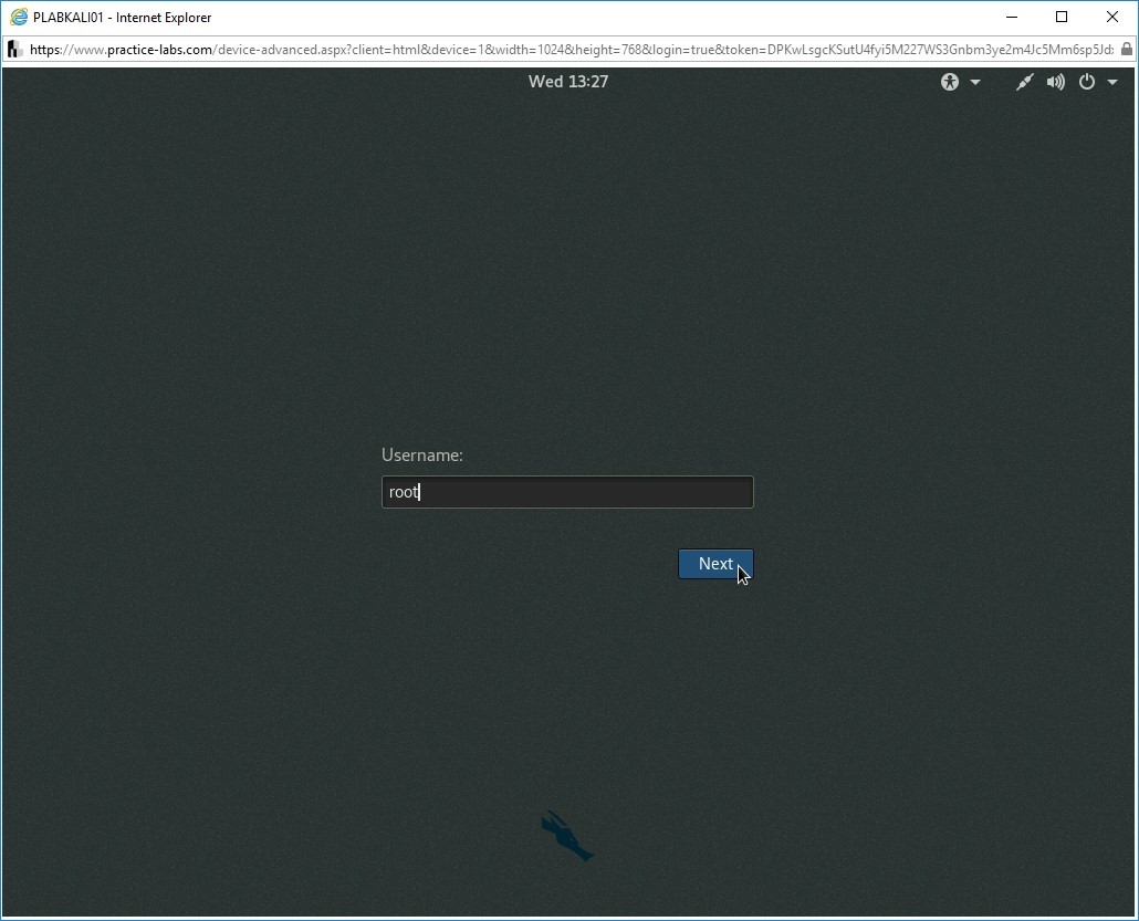 Figure 1.3 Screenshot of device PLABKALI01