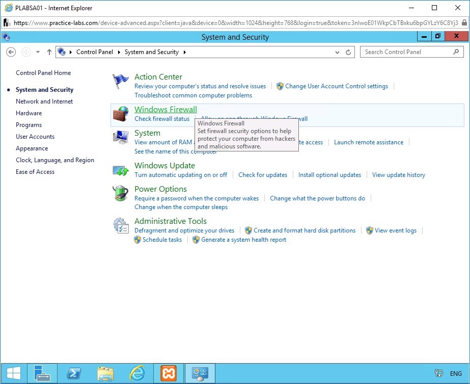 Figure 2.5 Screenshot of Control Panel on PLABSA01 device